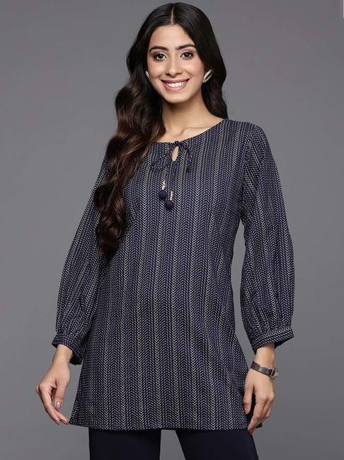 indo era navy printed tunic