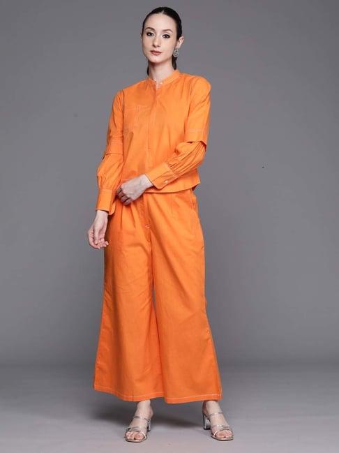 indo era orange cotton shirt palazzo set