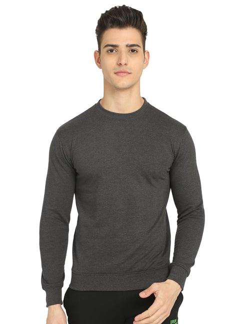 dyca anthra melange regular fit round neck sweatshirt