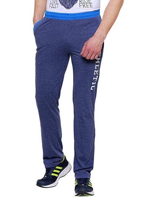 dyca navy melange regular fit printed trackpants