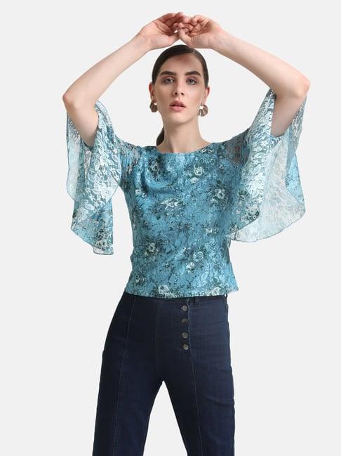 kazo blue lace top