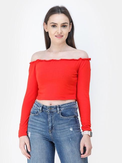 cation red crop top