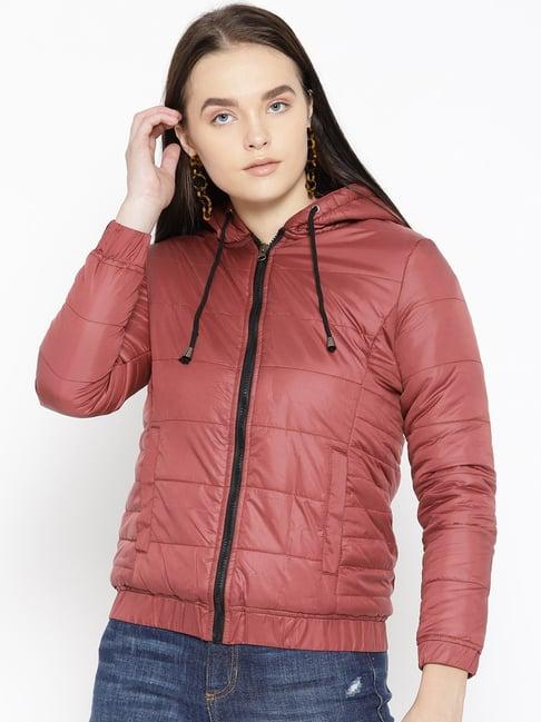 deewa maroon quilted pattern jacket