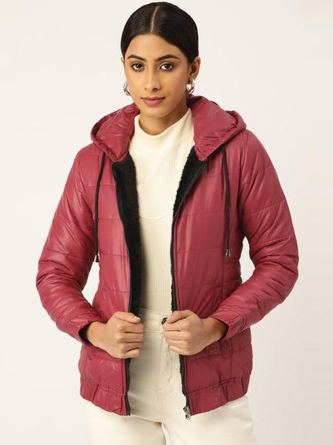 deewa maroon quilted pattern jacket