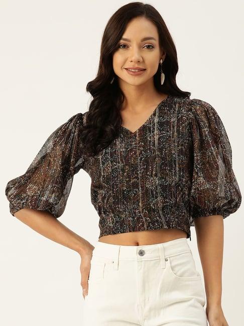 deewa black printed crop top