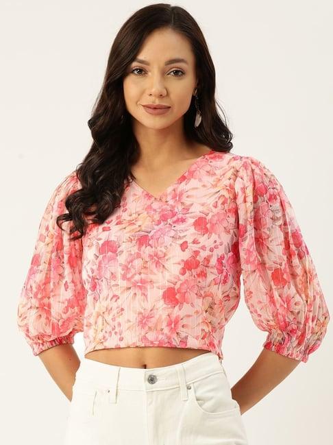 deewa pink printed crop top