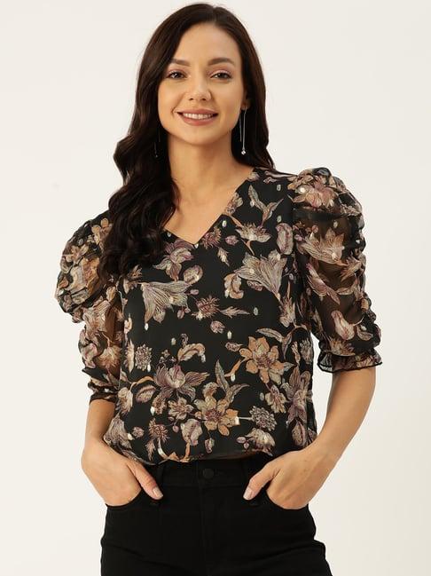 deewa black printed crop top