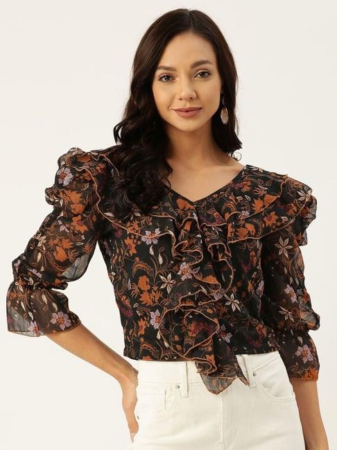 deewa black printed top