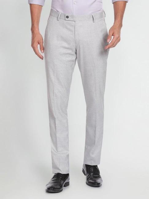 arrow light grey regular fit trousers