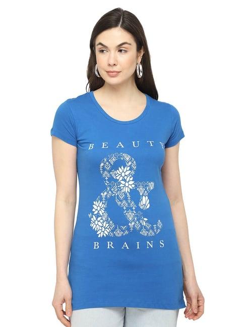 dyca caribbean blue cotton printed t-shirt