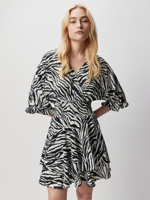 cover story black animal print wrap dress