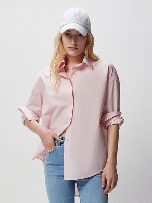 cover story pink oversized shirt