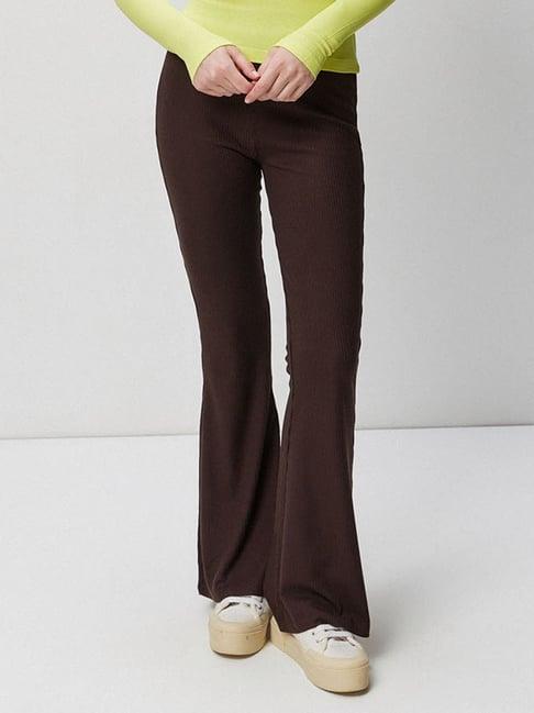 cover story brown regular fit high rise pants