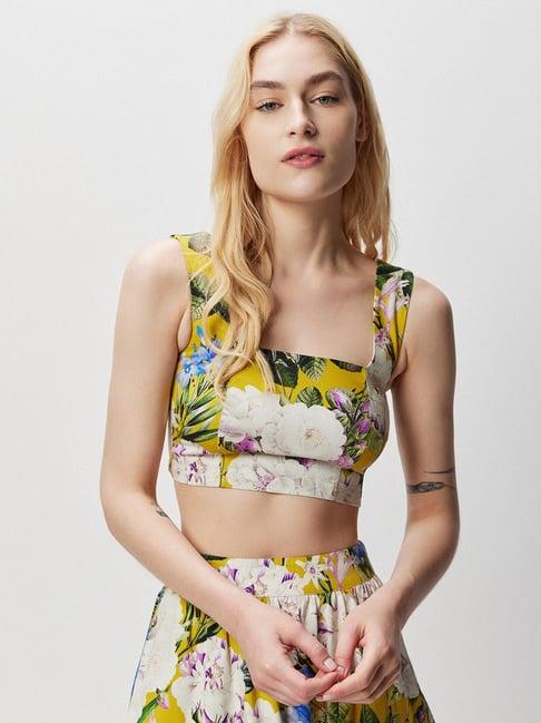 cover story multicolor floral print crop top