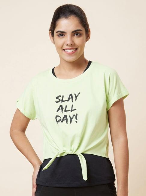 globus lime green cotton graphic print t-shirt