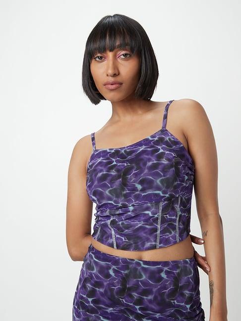 nuon by westside dark purple printed top