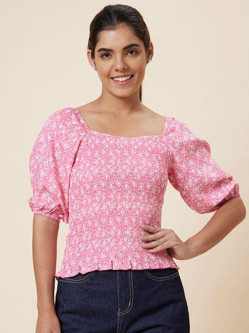 globus pink floral print top