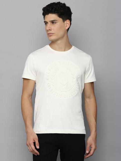 louis philippe sport white cotton slim fit texture t-shirt