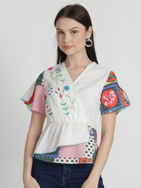 shaye white cotton embroidered top