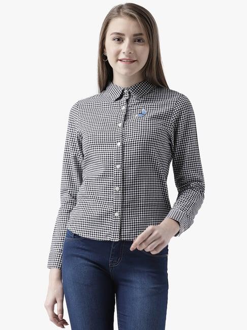 dodo & moa black cotton chequered shirt