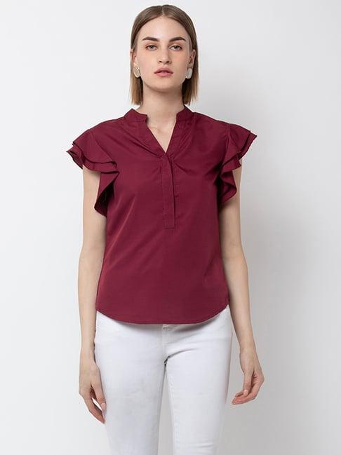 dodo & moa maroon regular fit top