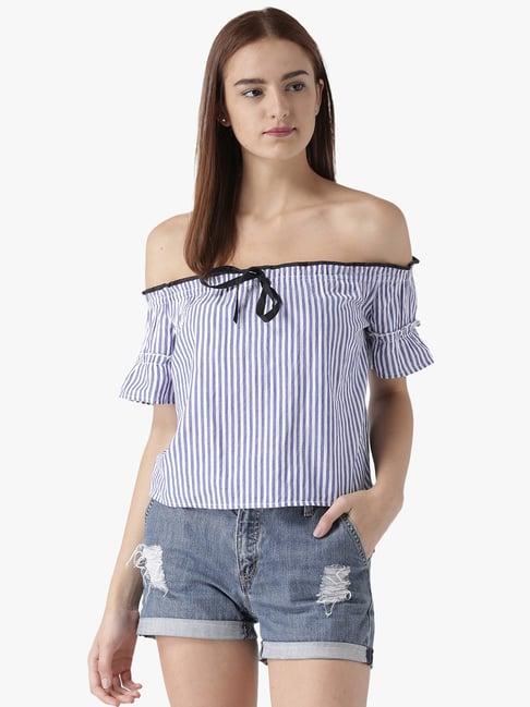 dodo & moa blue cotton striped top