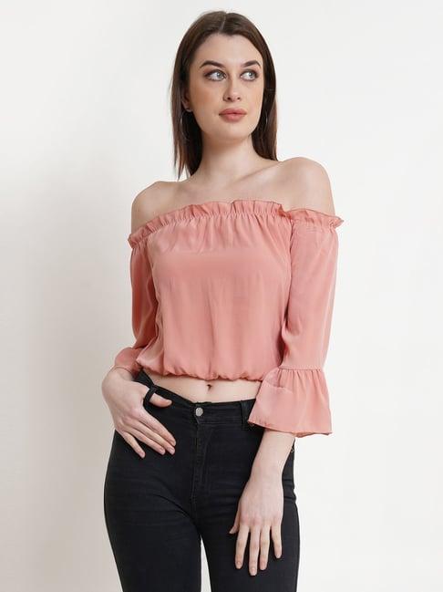 dodo & moa peach regular fit crop top