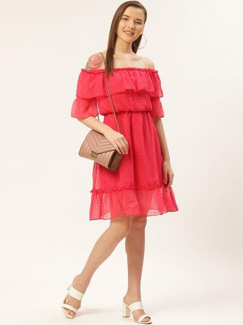 dodo & moa pink self pattern blouson dress