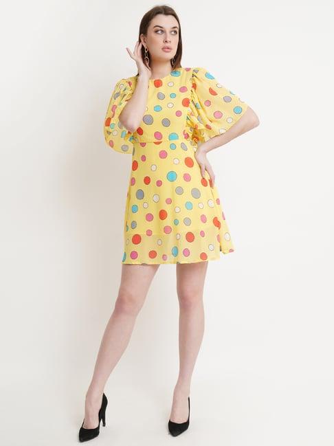 dodo & moa yellow printed a-line dress