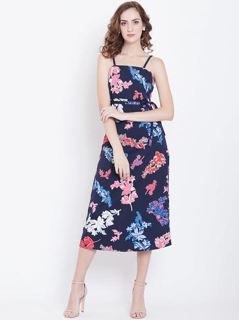 dodo & moa navy printed a-line dress