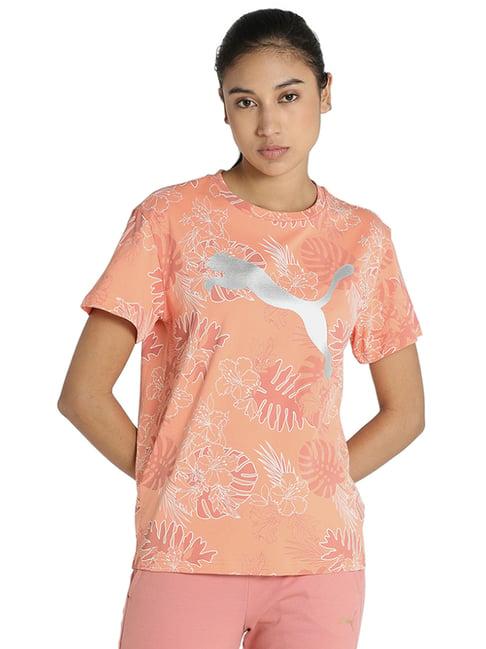 puma orange cotton printed t-shirt