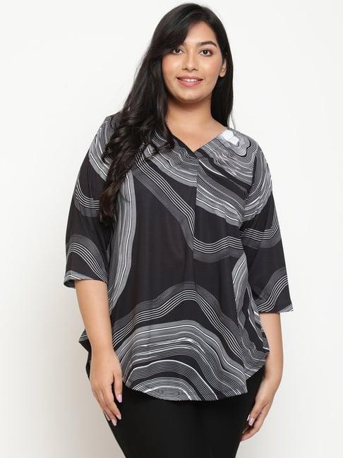 amydus black & grey printed top