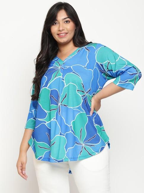 amydus blue & green printed top