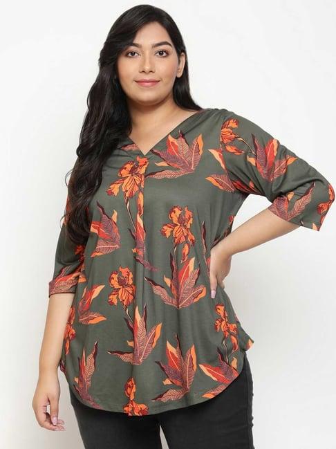 amydus olive floral print top