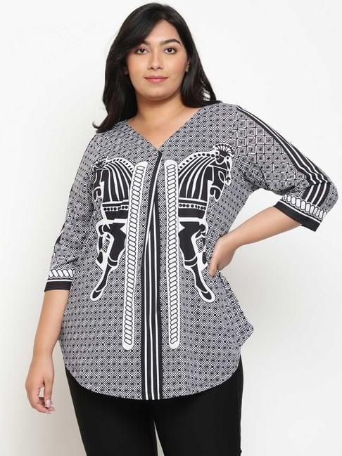 amydus white & black printed top