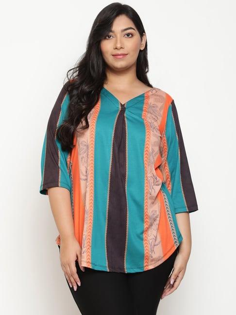 amydus blue & peach striped top