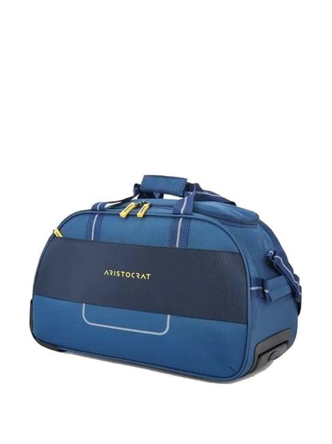 aristocrat delta blue medium duffle trolley bag