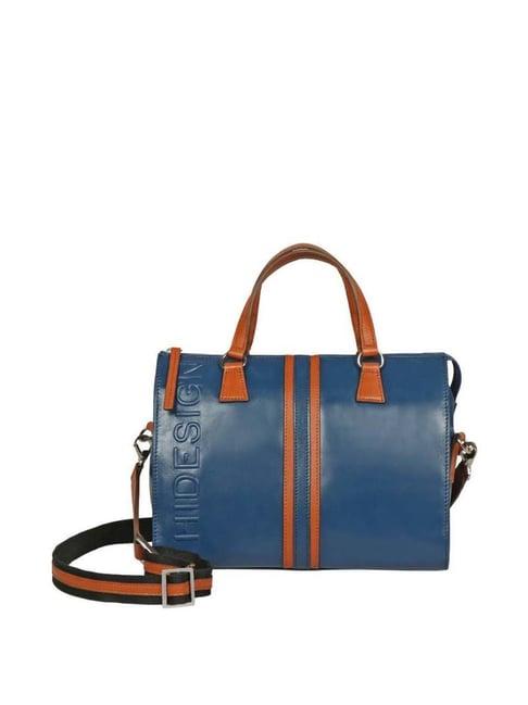 hidesign sports blue solid medium handbag