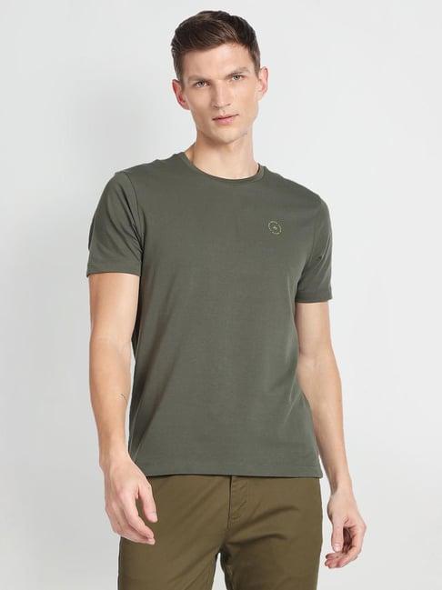 arrow new york green cotton regular fit t-shirt