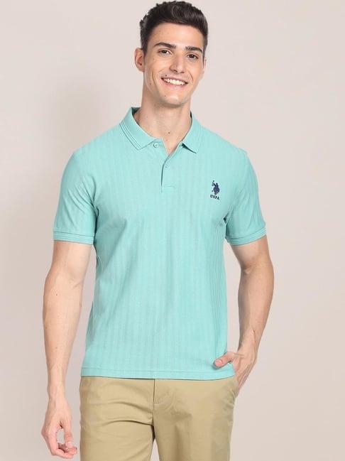 u.s. polo assn. blue cotton regular fit polo t-shirt