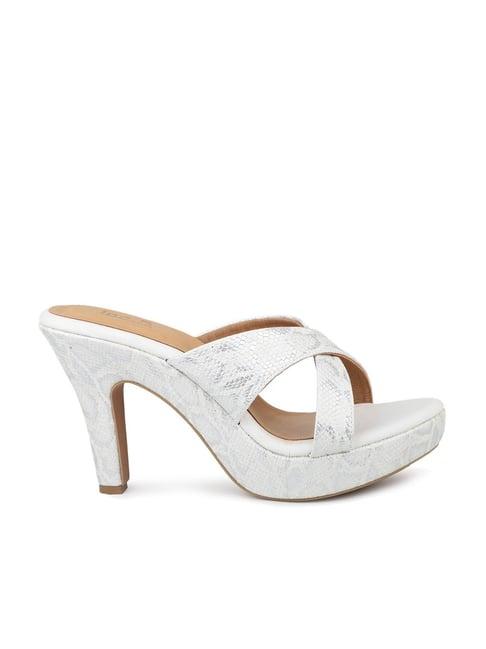 inc.5 women's white cross strap stilettos