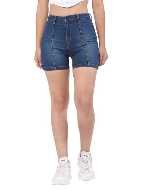 recap blue high rise shorts