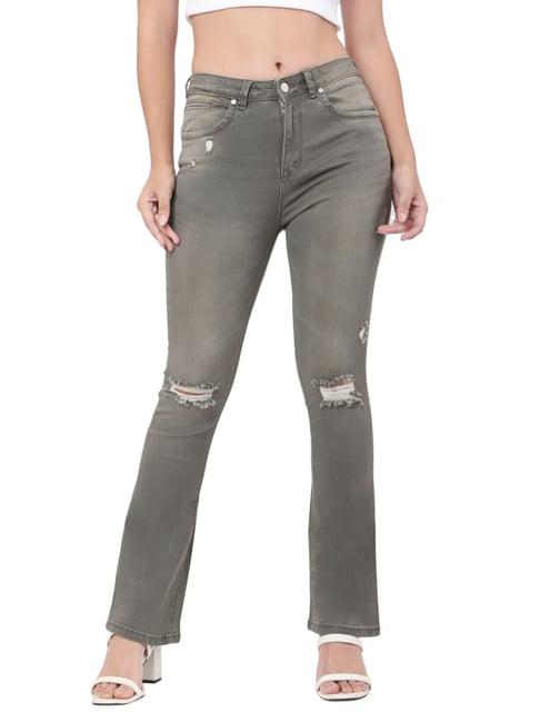 recap grey distressed mid rise jeans