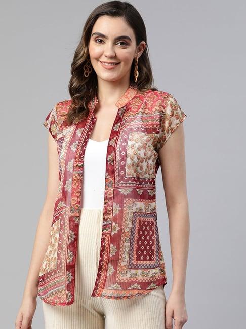 cottinfab multicolor printed georgette shrug