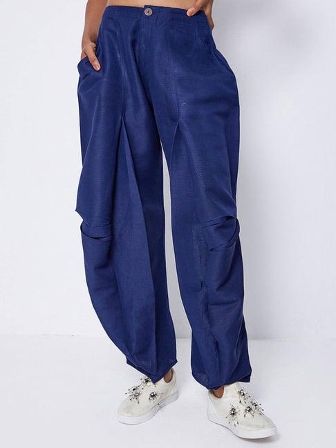 ancestry blue regular fit high rise dhoti pants