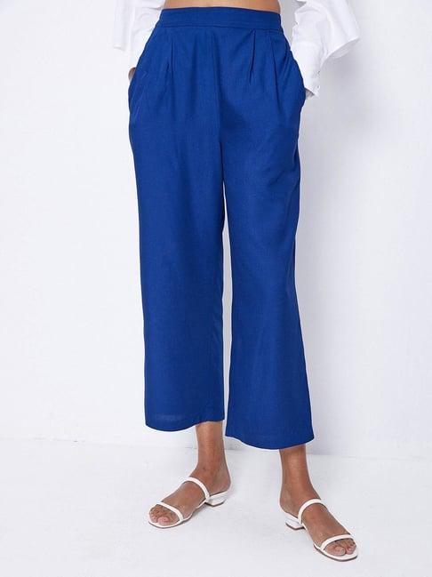 ancestry blue regular fit high rise pants