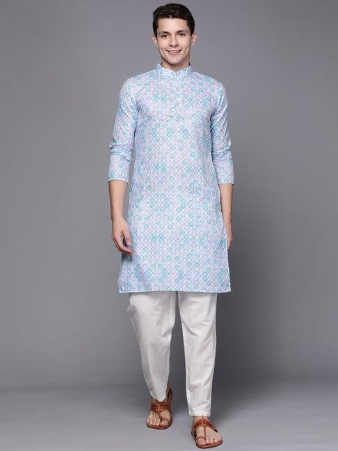 indo era white cotton regular fit embellished kurta