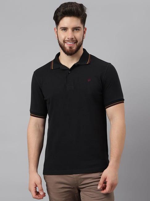 woods black cotton regular fit polo t-shirt