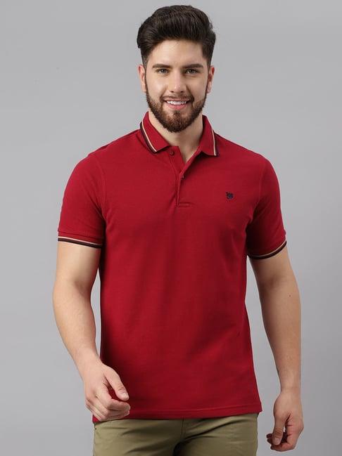 woods red cotton regular fit polo t-shirt