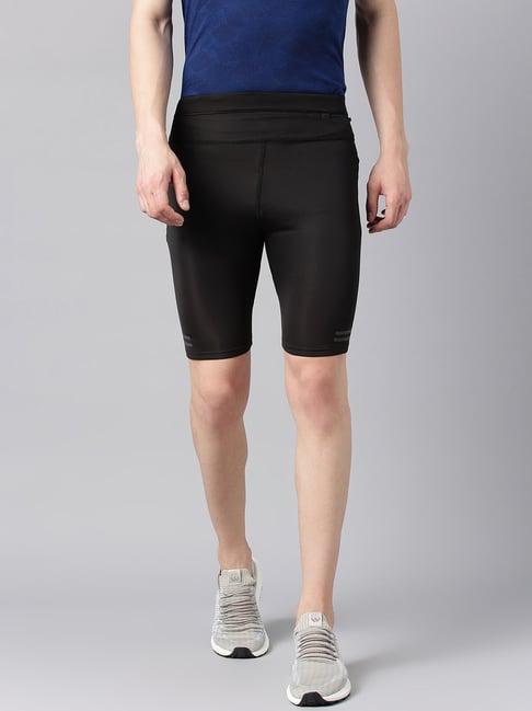 woods black regular fit sports shorts